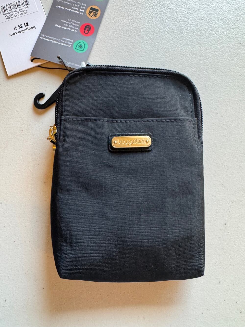 Baggallini Take Two Bryant Crossbody Bag Black RFID Travel Purse NWT